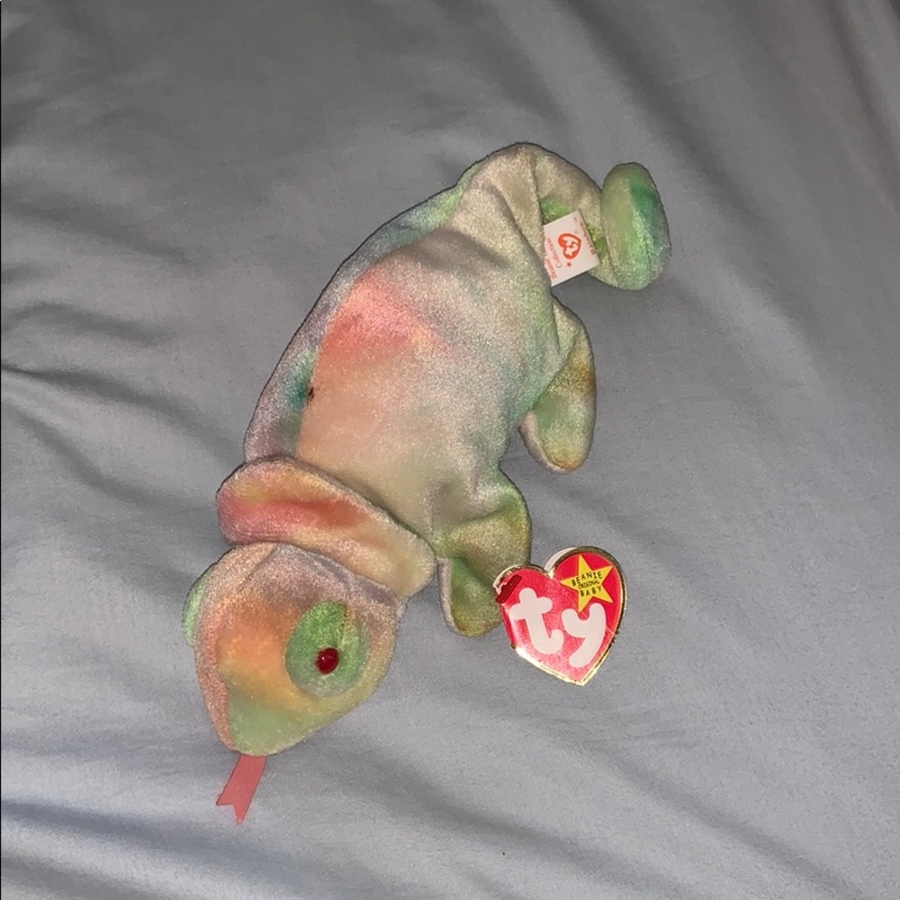 Tie-dye rainbow beanie baby